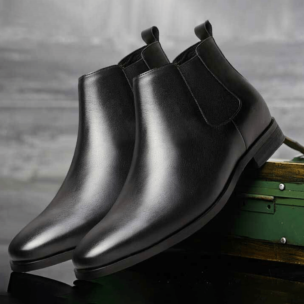 LUCCA BLACK Chelsea Elevator Boots Height Increasing Boots TALLERLY